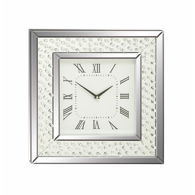 Silver Glam Wood Wall Clock, 20" x 20"