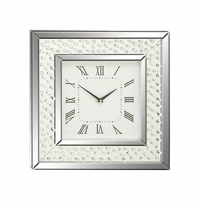 Silver Glam Wood Wall Clock, 20" x 20"