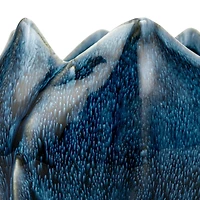 Hello Honey® 7" Blue Reactive Glaze Scalloped Edge Stoneware Planter