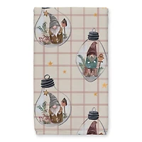 Welcome to our Cabin Cream and Red Check Gnome Globe Pattern Tea Towel - Set of 2