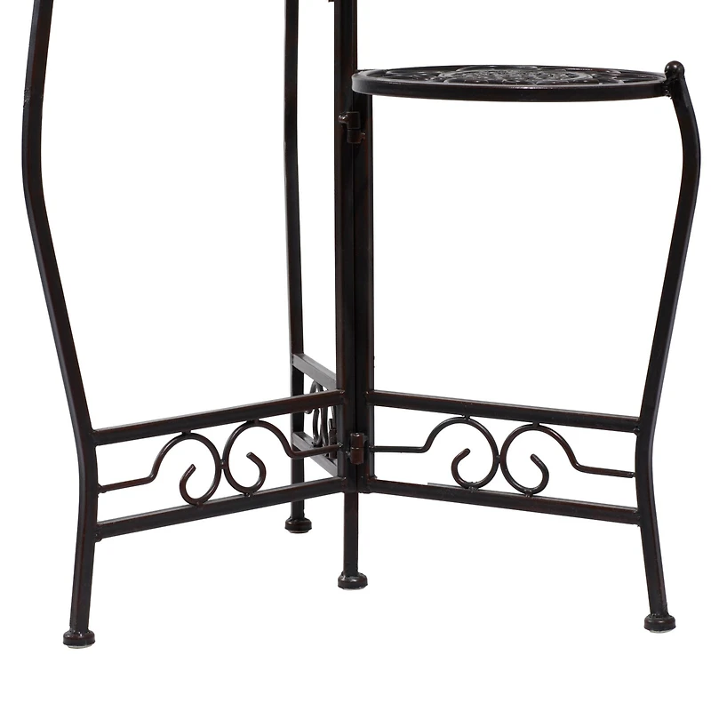 24" Brown Metal Tiered Traditional Plant Stand