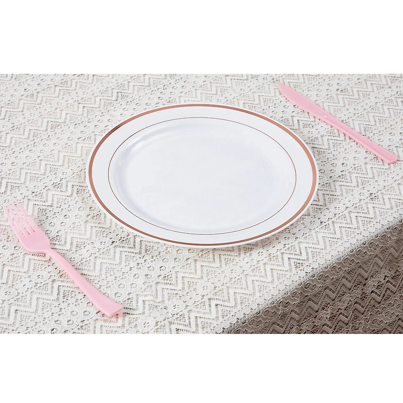 10.5" Rose Gold & White Plastic Plates by Celebrate It™, 10ct.
