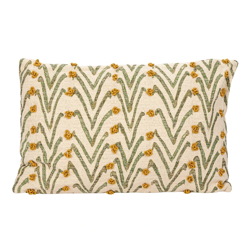 Hello Honey® 24" Natural, Green & Mustard Floral Pattern Lumbar Pillow