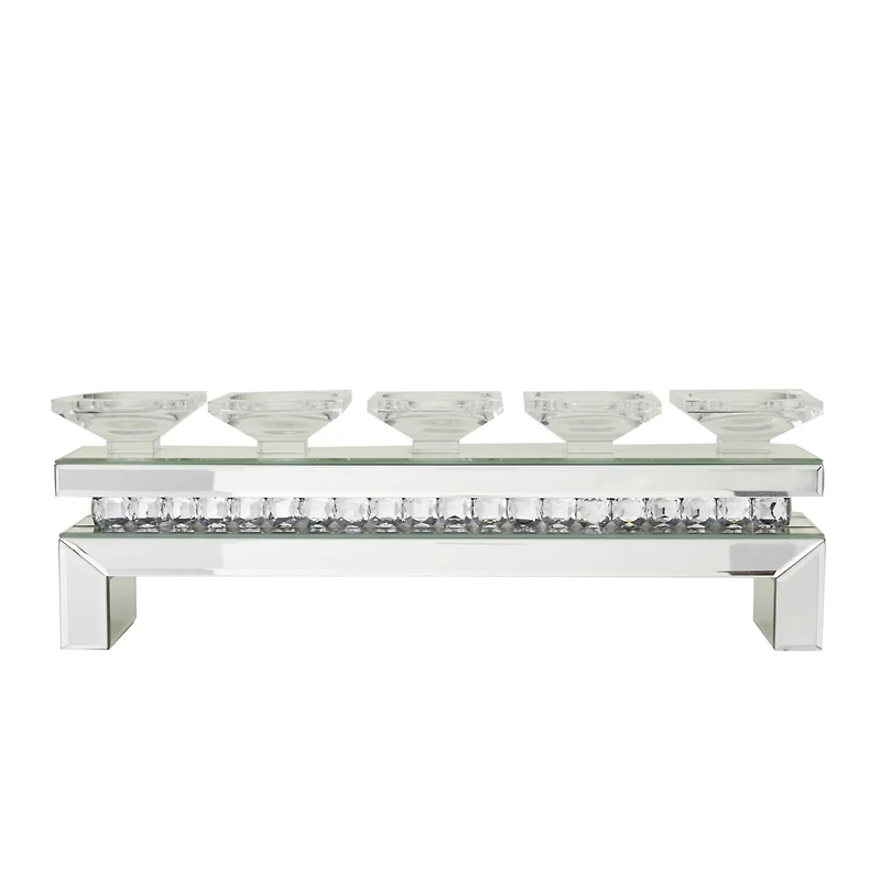 Set of 3 Silver MDF Glam Candle Holder, 7" x 20" x 4"