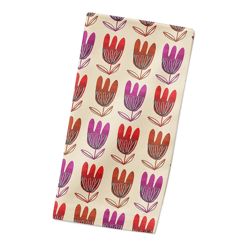 Modern Floral Pattern 10" x 10" Cotton Twill Napkin