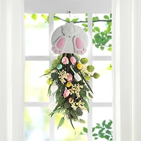 Glitzhome® 26" Easter Metal Bunny & Tulip Teardrop Wall Decor