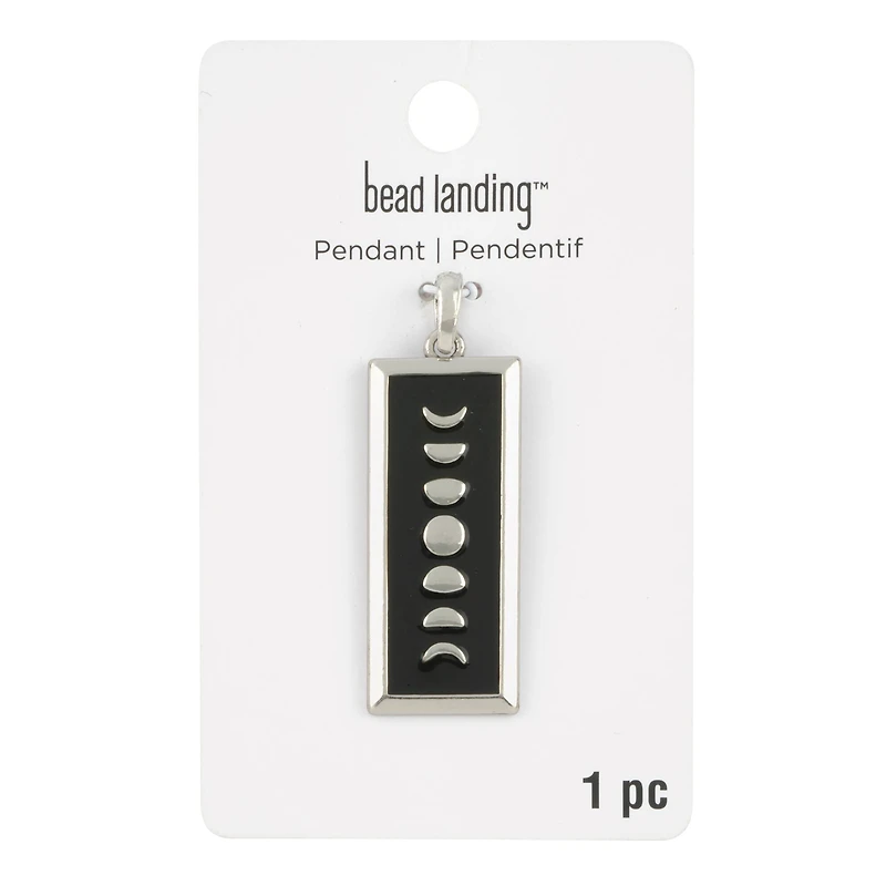 Black & Silver Metal Moon Phases Pendant by Bead Landing™