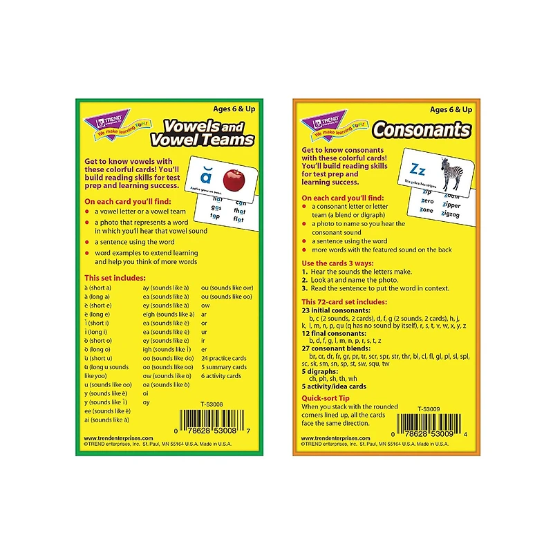 Trend Enterprises® Vowels and Consonants Skill Drill Flash Cards Assortment