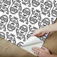 RoomMates Minions Line Art Black Peel & Stick Wallpaper
