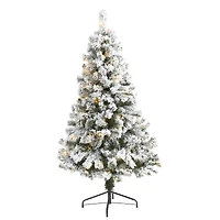 5ft. Pre-Lit Flocked West Virginia Fir Artificial Christmas Tree, Clear LED Lights