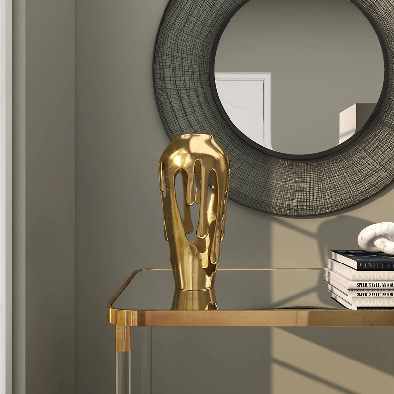 15" Gold Aluminum Melting Drip Vase
