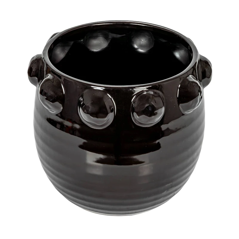 Hello Honey® 10.5" Black Raised Dots Terra Cotta Planter