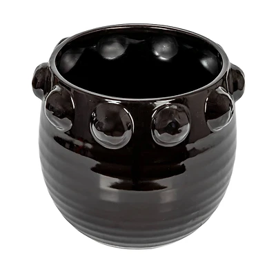 Hello Honey® 10.5" Black Raised Dots Terra Cotta Planter