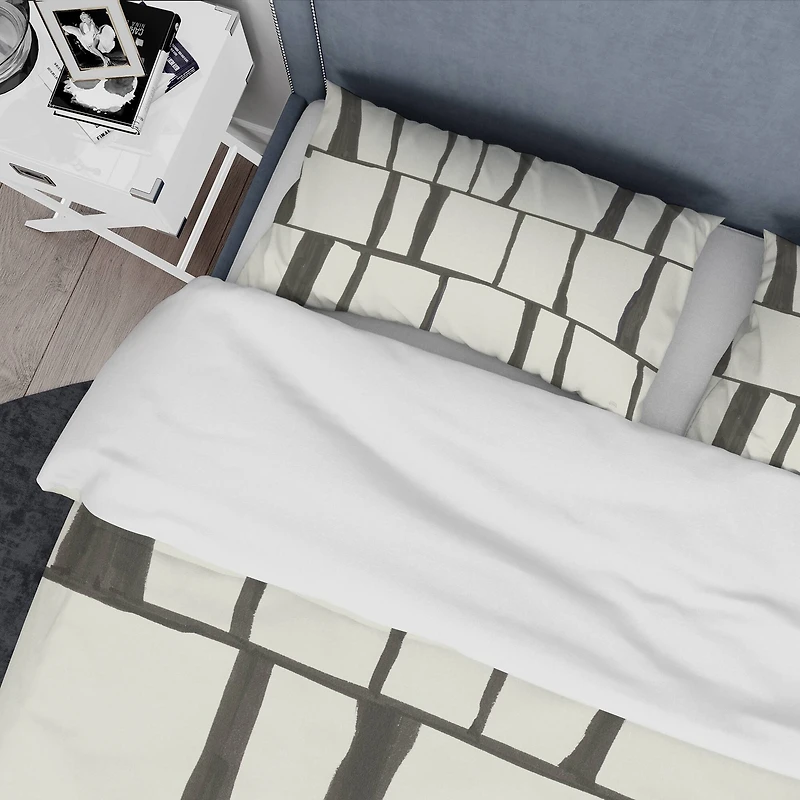 Designart 'minimalist black and white I' Geometric Bedding Set