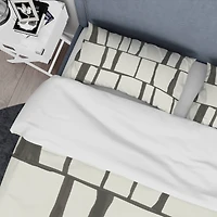 Designart 'minimalist black and white I' Geometric Bedding Set