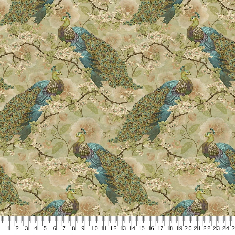 Springs Creative Indian Peacock Floral Cotton Fabric