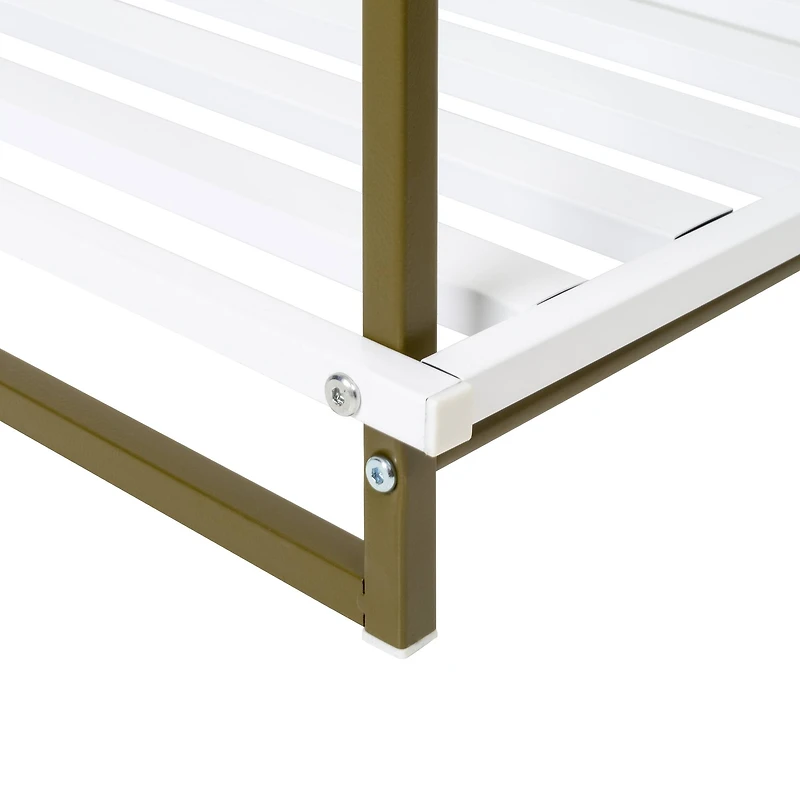 Honey Can Do Olive & White 2-Tier Tubular Shoe Rack