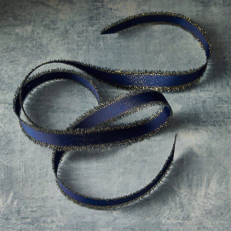5/8" x 7yd. Navy Blue & Gold Ribbon by Celebrate It™
