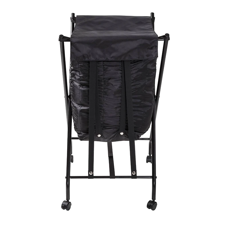 Honey Can Do Black Single Bounce Back Hamper with Wheels and Lid