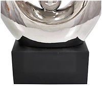 25" Silver Abstract Looped Ceramic Sculpture