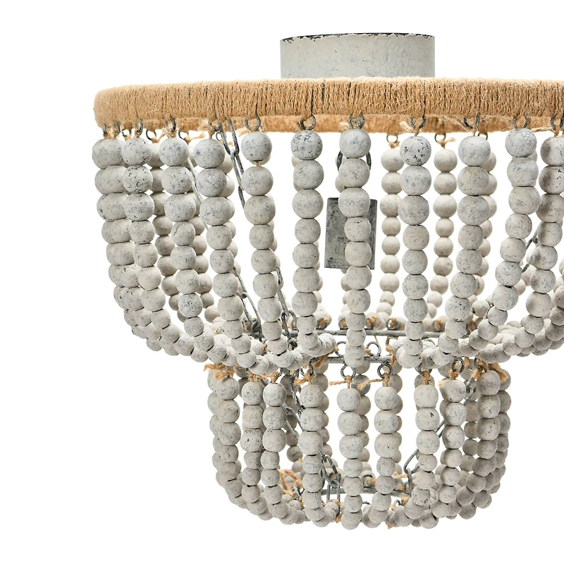 Hello Honey® Gray Wood Bead & Metal Semi-Flush Light