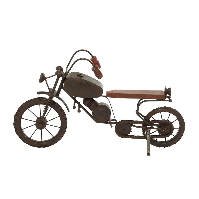 16" Black Metal Traditional Motorcycle Sculpture