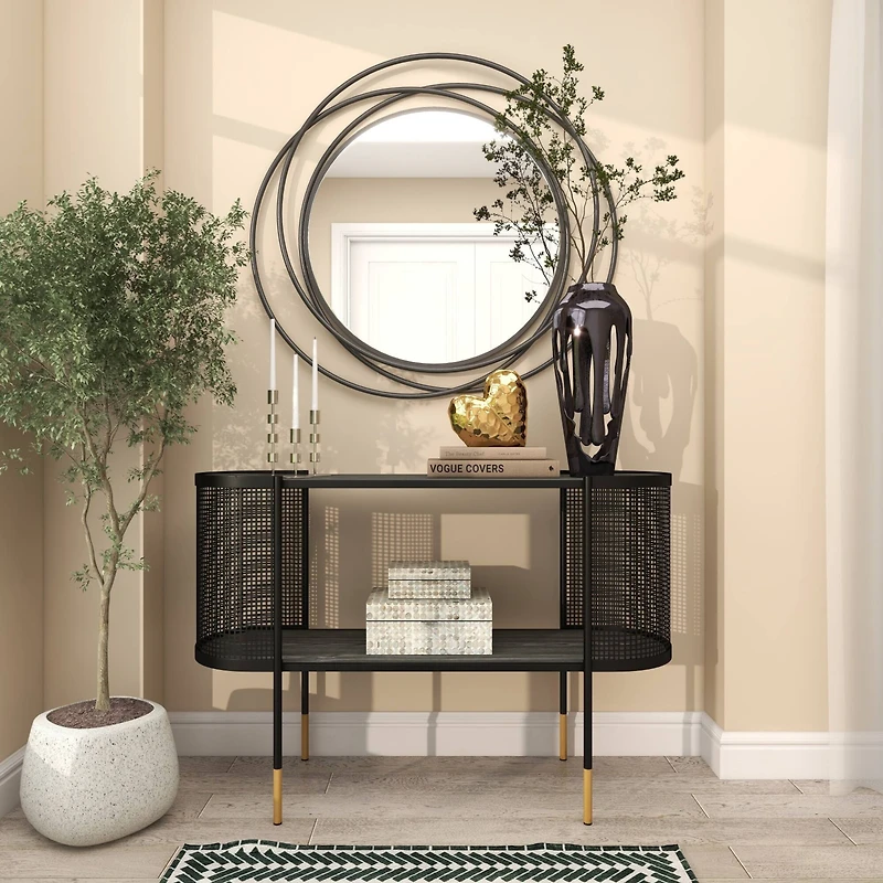 19" Black Aluminum Drip Vase with Melting Designed Body