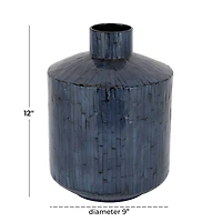 Blue Shell Contemporary Vase, 9" x 9" x 9"