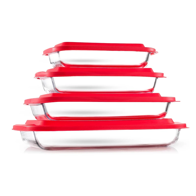 JoyJolt® Red Glass Bakeware Containers Set