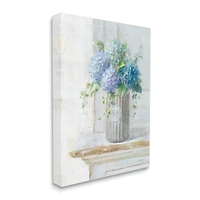 Stupell Industries Blue Hydrangea Bouquet Country Milk Tin Floral Painting Canvas Wall Art