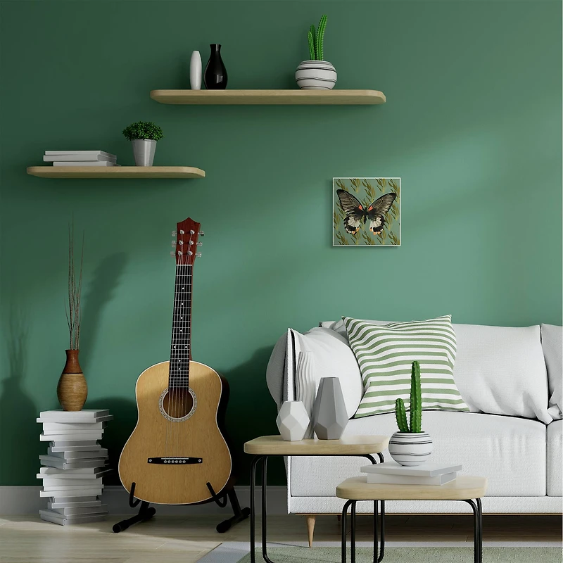 Stupell Industries Butterfly On Gold Pattern Abstract Design,12" x 12"