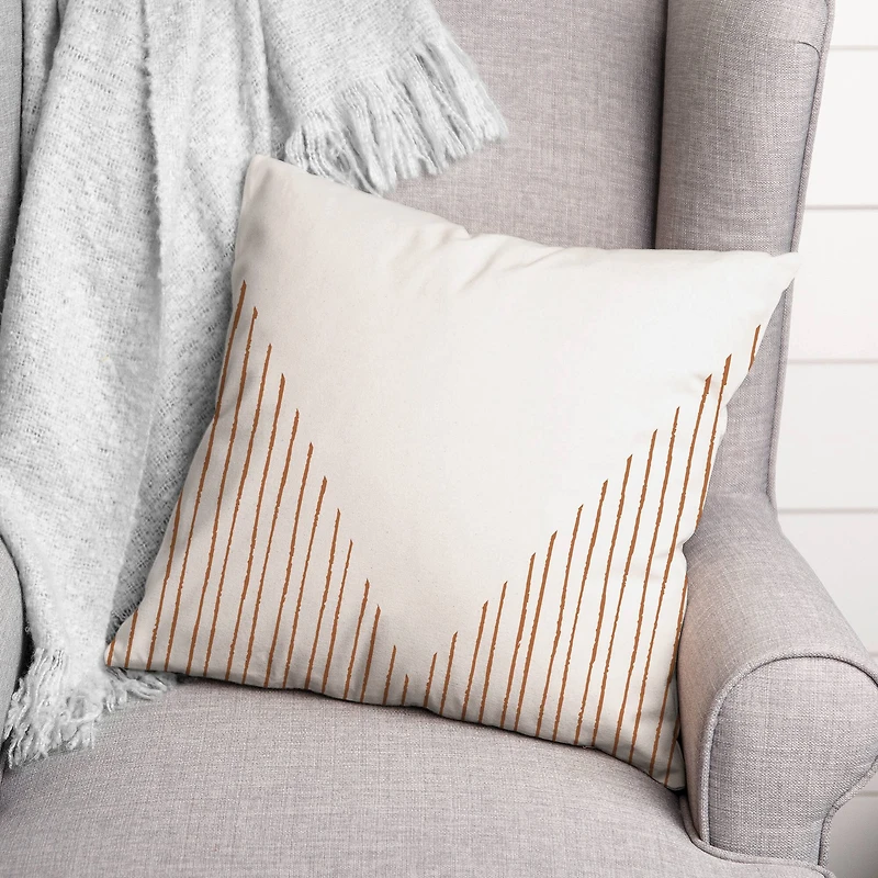 Angled Two Tone Lines 18" x 18" Throw Pillow