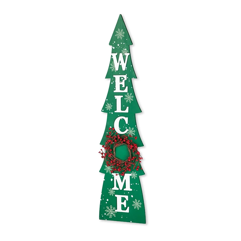 Glitzhome® 3.5ft. Wooden Welcome Christmas Tree Porch Sign