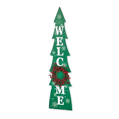 Glitzhome® 3.5ft. Wooden Welcome Christmas Tree Porch Sign