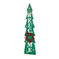 Glitzhome® 3.5ft. Wooden Welcome Christmas Tree Porch Sign