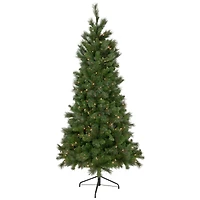 6.5ft. Pre-Lit Beaver Pine Artificial Christmas Wall Tree, Clear Lights