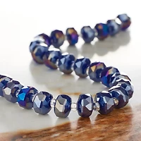 8mm Silverite Blue Faceted Glass Rondelle Beads by Bead Landing™