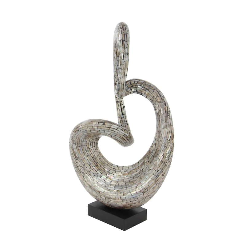 30" Gray Capiz Shell Abstract Sculpture