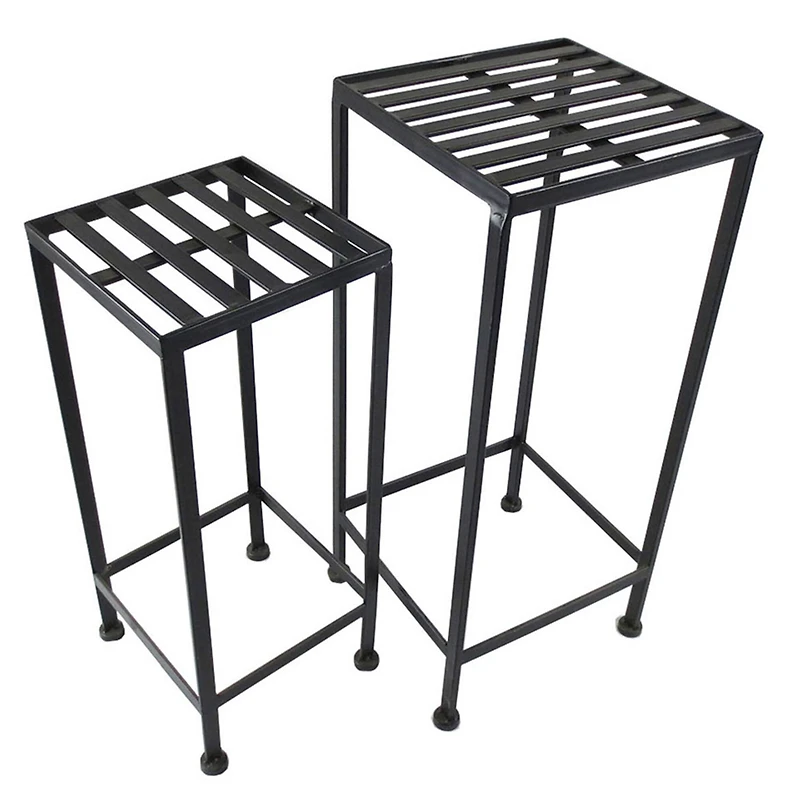 Santa's Workshop Black Iron Plant Stands Set
