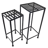 Santa's Workshop Black Iron Plant Stands Set