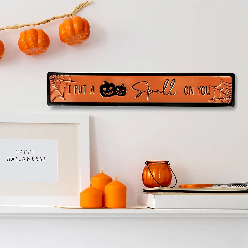 20" Orange & Black "I Put a Spell on You" Halloween Wall Sign