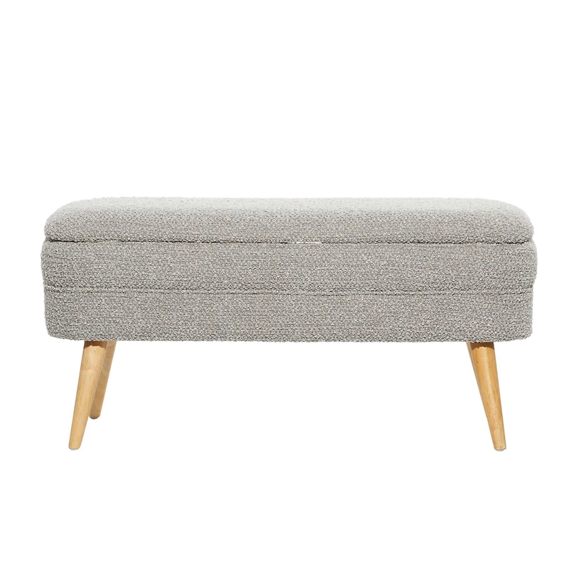 40" Contemporary Polyester & Wood Storage Bench
