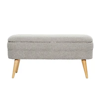 40" Contemporary Polyester & Wood Storage Bench