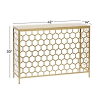 Gold Metal Contemporary Console Table 30" x 42" x 14"