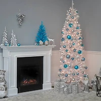 6.5 ft. Pre-Lit Kingswood™ White Fir Hinged Pencil Artificial Christmas Tree, Clear Lights