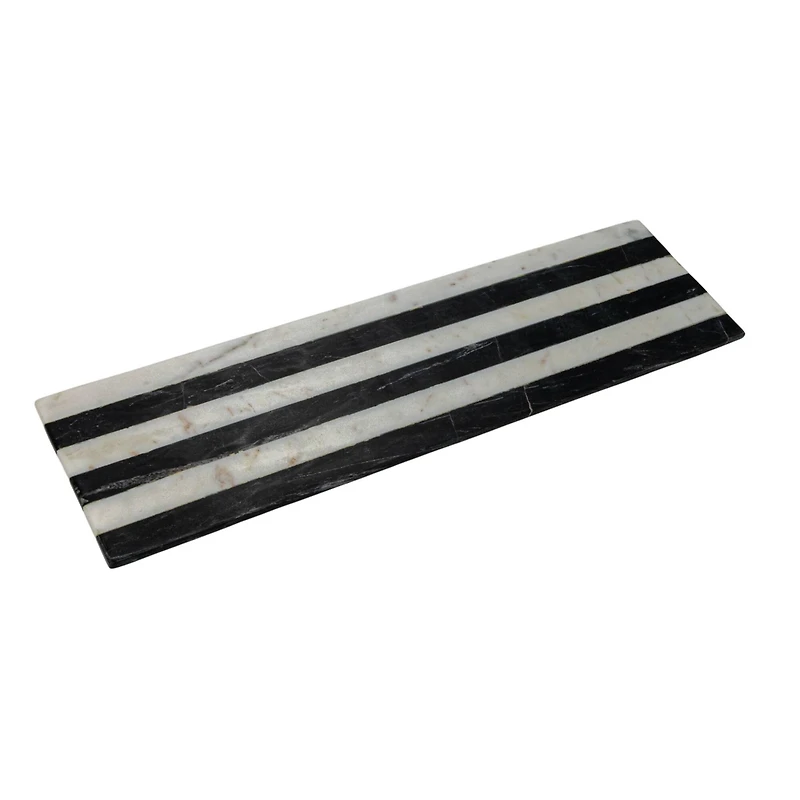 Hello Honey® 21" Black & White Marble Cheese & Serving Board with Stripes