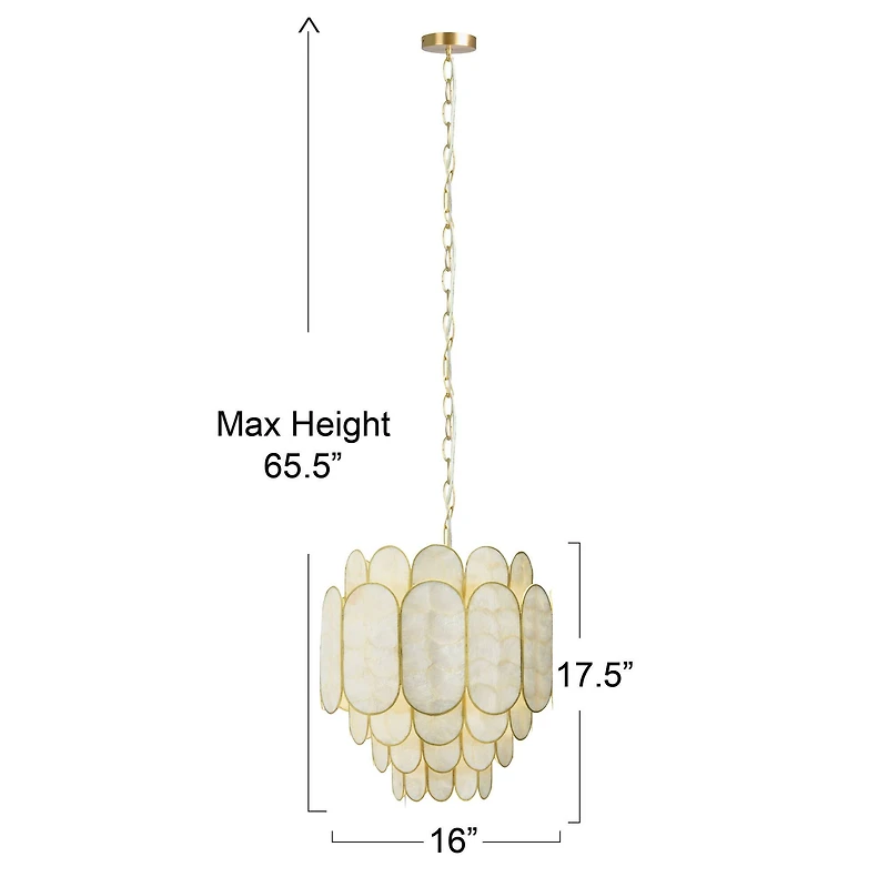 Hello Honey® 17.5" 4-Tier Capiz and Metal Chandelier
