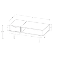 Dark Walnut Mid Century Modern Faux Marble Coffee Table