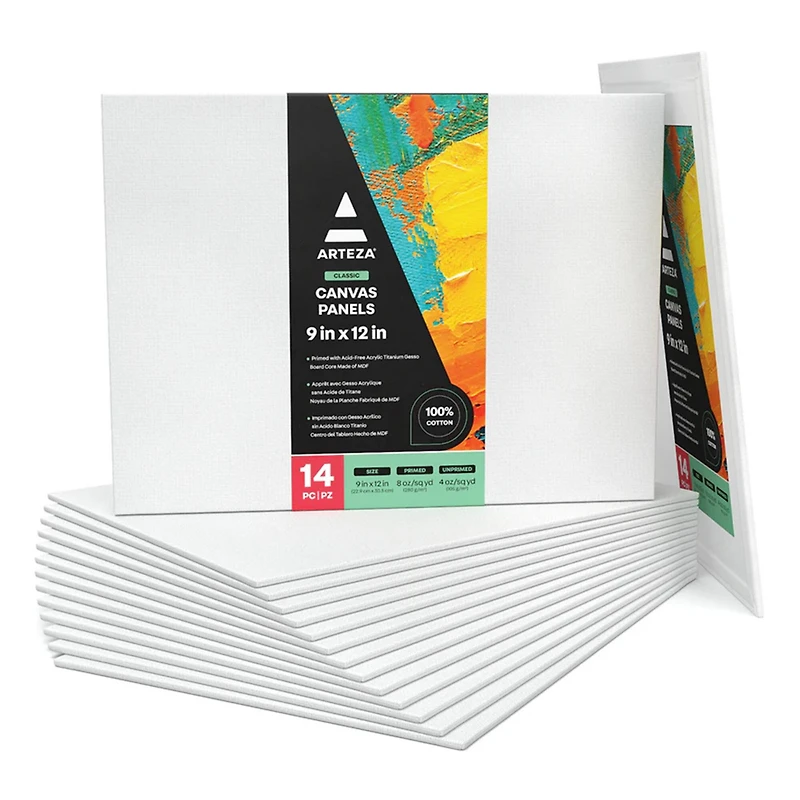 Arteza® 9" x 12" White Canvas Panels, 14ct.