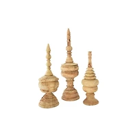 Hello Honey® Carved Mango Wood Finial Set